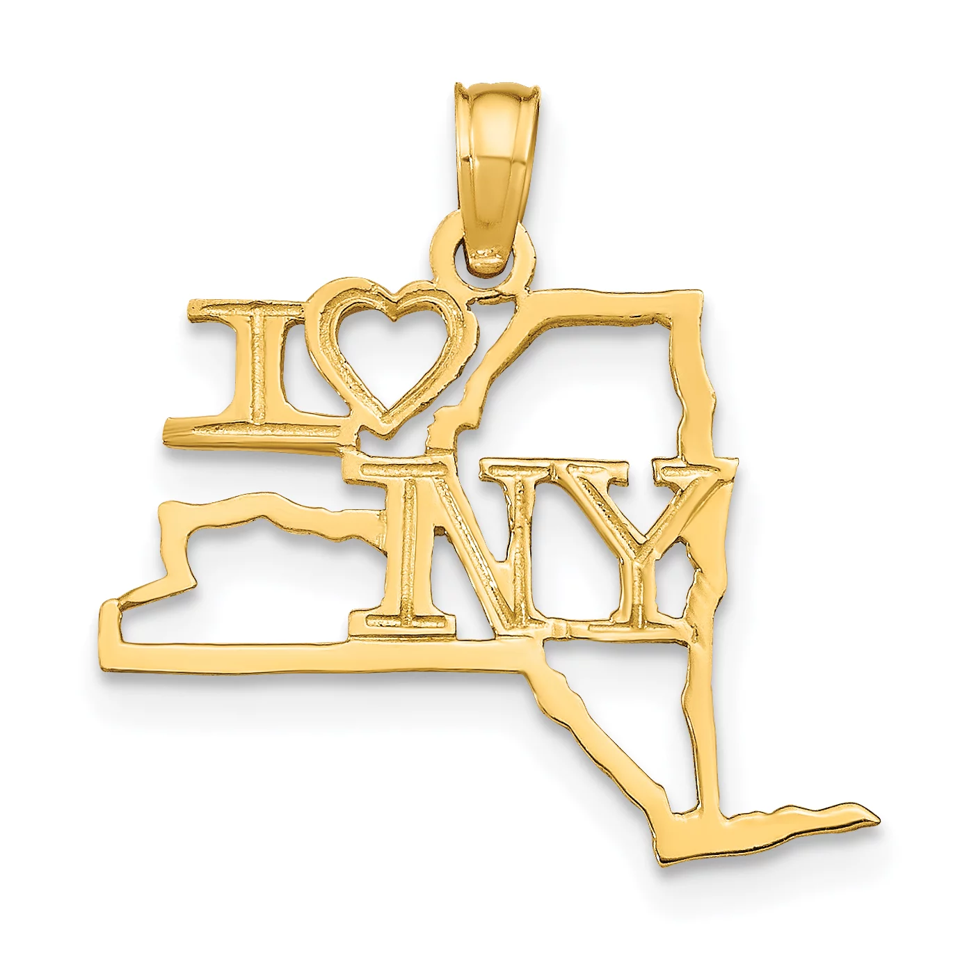 Carat In Karats 14K Yellow Gold Polished Solid New York State Pendant Charm