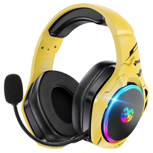 Wireless Gaming Headsets for Ps5 Ps4 PC, 2.4GHz USB & Type-C Gaming Headphones, 40H+ Hrs & 7.1 Surround Sound with Noise Canceling Microphone for Switch Phone