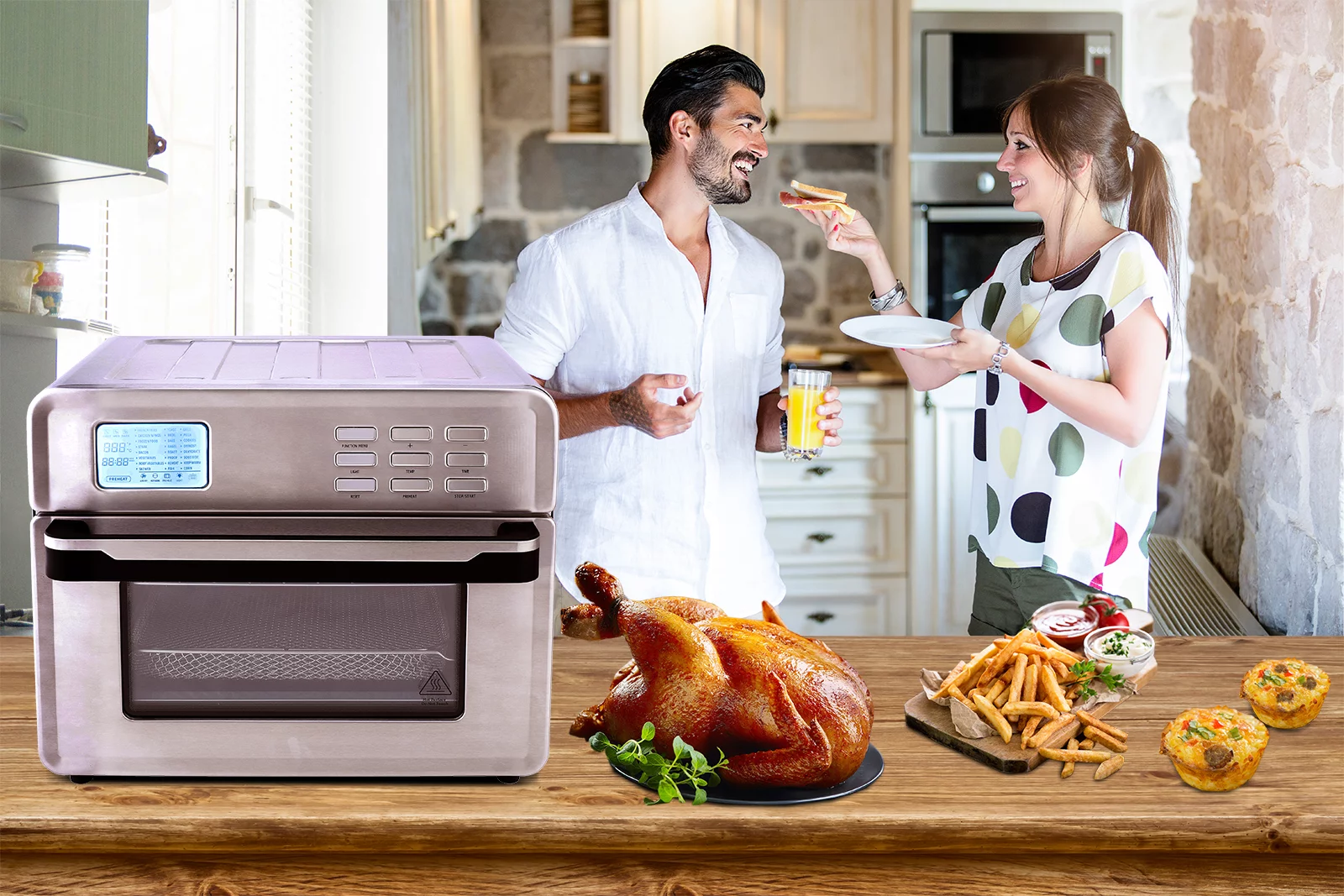 Five Star LED Display Air Fryer Oven, 24 in 1 Multi-Function 360 Air Circulation Toaster Oven