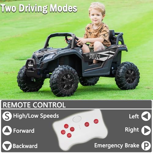 sopbost 24v 4WD Ride On Truck Electric Car for Kids Ride On Car with Remote Control Ride On Toys for Big Kids Electric Power Vehicles Wheels for Boys Girls, Spacious Seat, Music Player, Blue