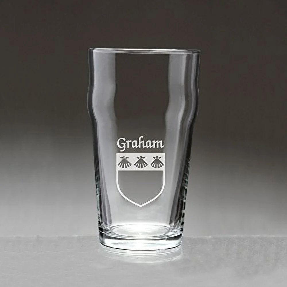 Graham Irish Coat of Arms Pub Glasses - Set of 4 (Sand Etched)