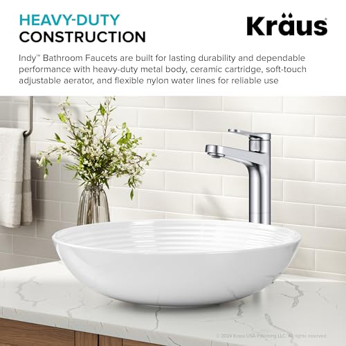 KRAUS Indy Single Handle One Hole Bathroom Sink Faucet in Chrome, KBF-1411CH