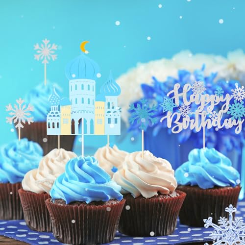 35 Piece Christmas Cake Topper Set, Merry Christmas Decorations with Trees Snowman Reindeer Bells for Cupcakes Party Dessert