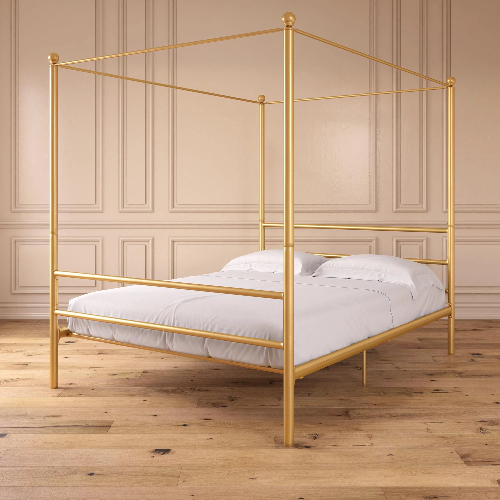 Mainstays Metal Canopy Bed, Queen, Gold Metal