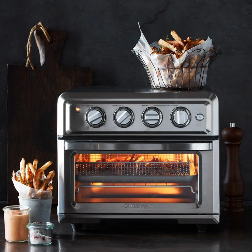 Cuisinart TOA-28 Compact AirFryer Toaster Oven Silver Bundle with 1 Year Extended Warranty and Deco Gear Microfiber Cleaning Cloth