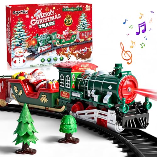 Train Set for Toddlers Christmas Tree, Christmas Train Sets for Around The Tree, Train Set with Sound and Lights, Toddler Model Trains for 3 4 5 6 7 8+ Years Old Kids Christmas Toys, Gifts