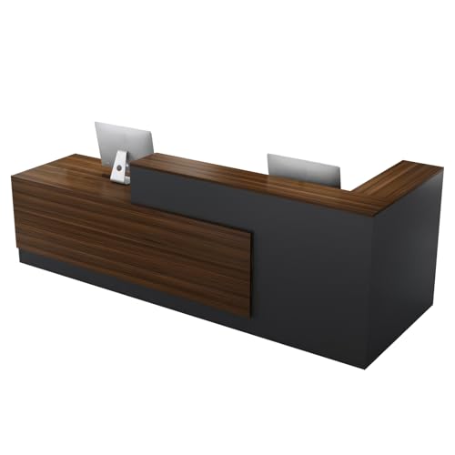 Reception Counter Desk, Minimalist L-Shaped Reception Desk with Counter, Drawers and Transaction Counter for Beauty Salon, Spa, Shop, Office (R, 78.74inx23.6inx39.4in)