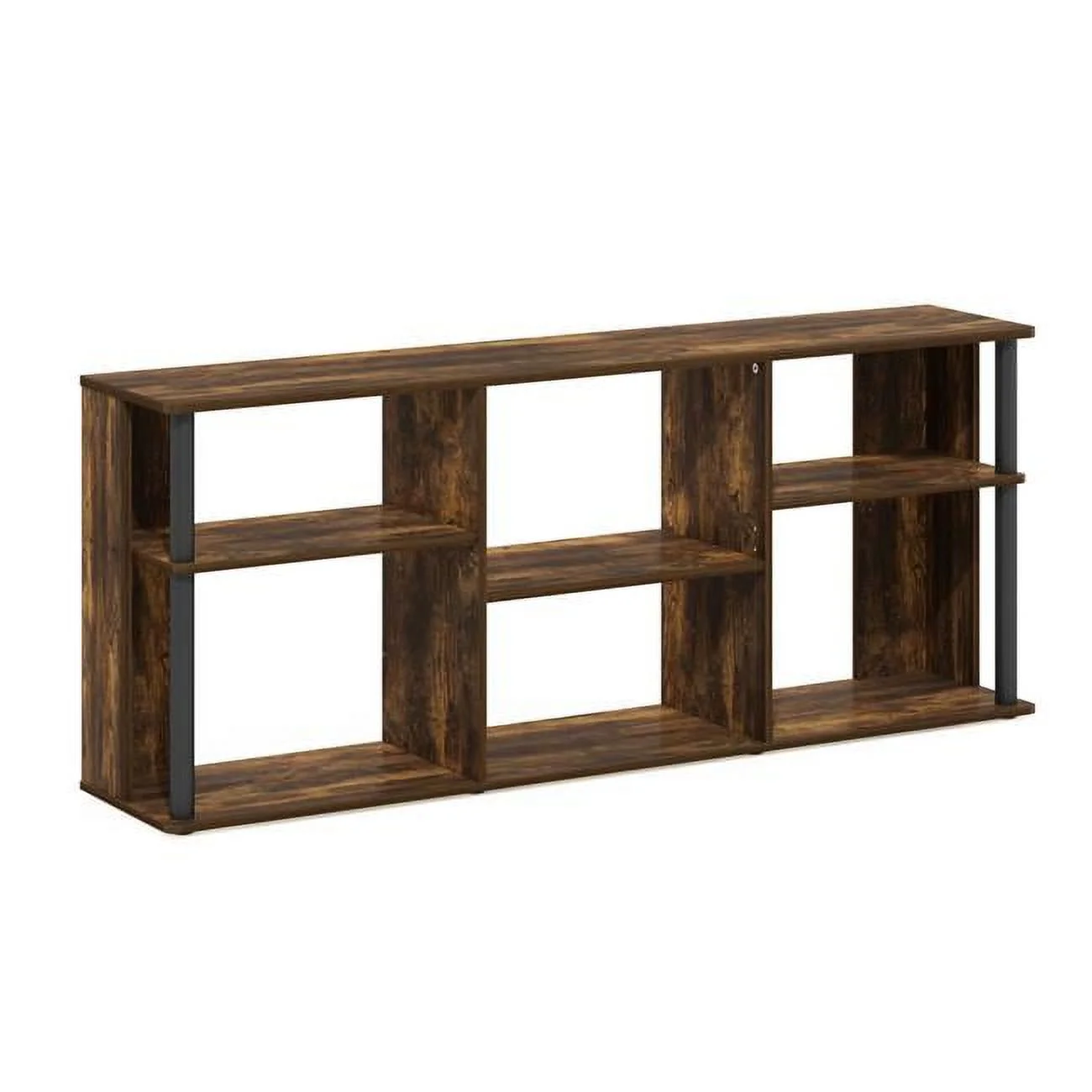 Classic TV Stand with Plastic Poles for TV up to 65 in., Amber Pine & Black