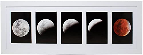 8x24 Collage Black Gallery Picture Frame with Five 4x6 Inch Openings - Wide Molding - Includes Both Attached Hanging Hardware and Desktop Easel - Display Four 4 x 6 Photos Horizontal or Vertical