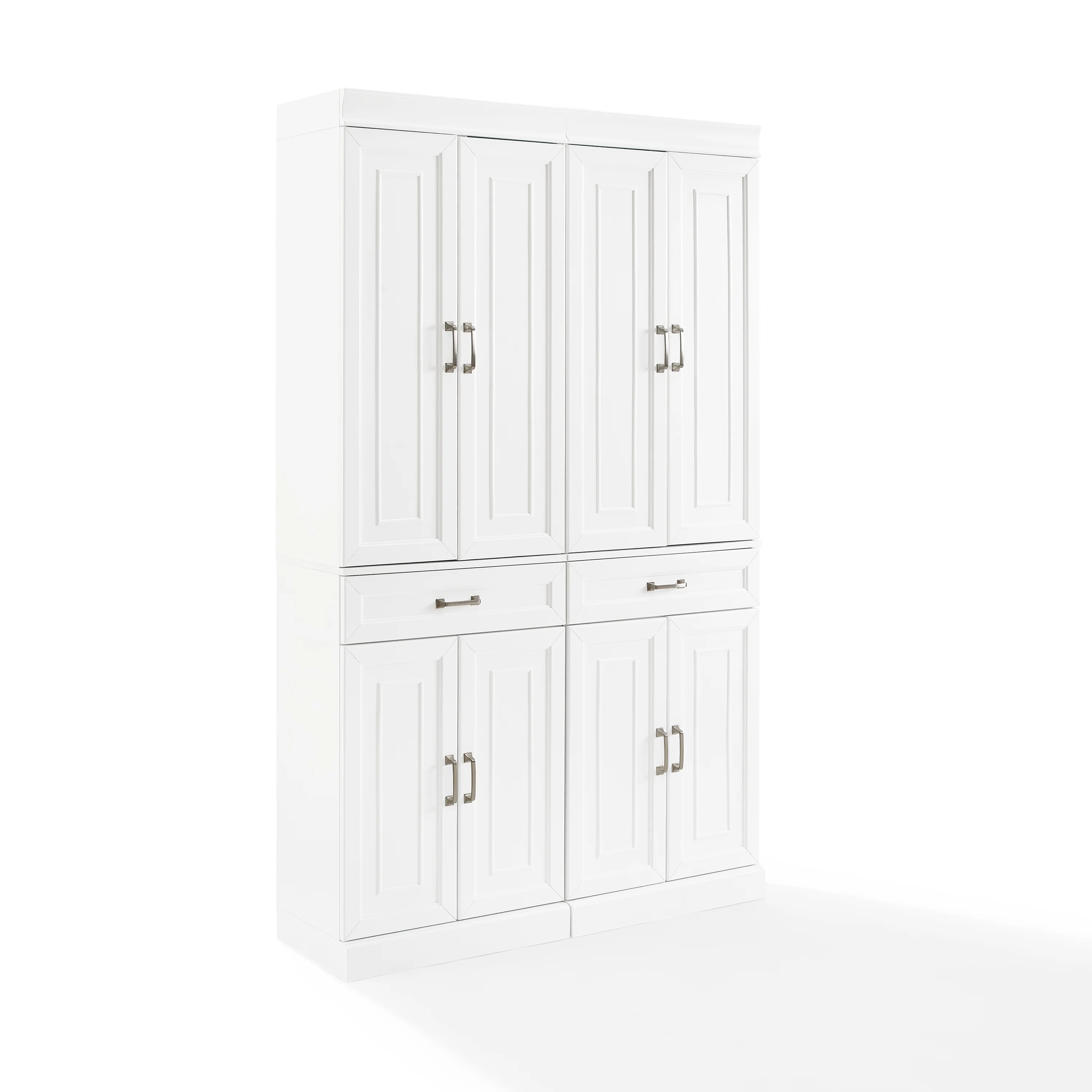 Crosley Furniture Stanton Traditional MDF Wood Pantry in White (Set of 2)