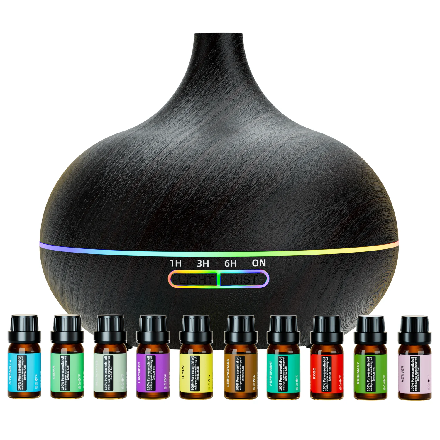 Knauue Essential Oil Diffuser Gift Set,Diffuser,Oil diffuser, Aromatherapy Diffusers,Diffusion Range 400sq ft with 4 Timer &Auto Shut-off (Black)