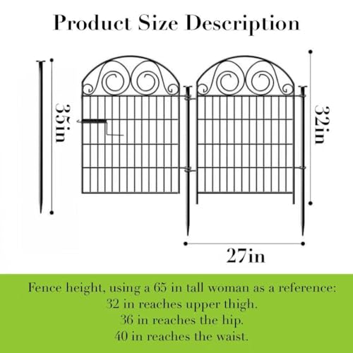 Tall Garden Fence Animal Barrier with Gate, 40 in(H) 12 Panels Garden Fences and Borders for Dogs, Dog Fence Outdoor for Yard, Total Length 26.2 Ft Metal Temporary Fencing│Patented
