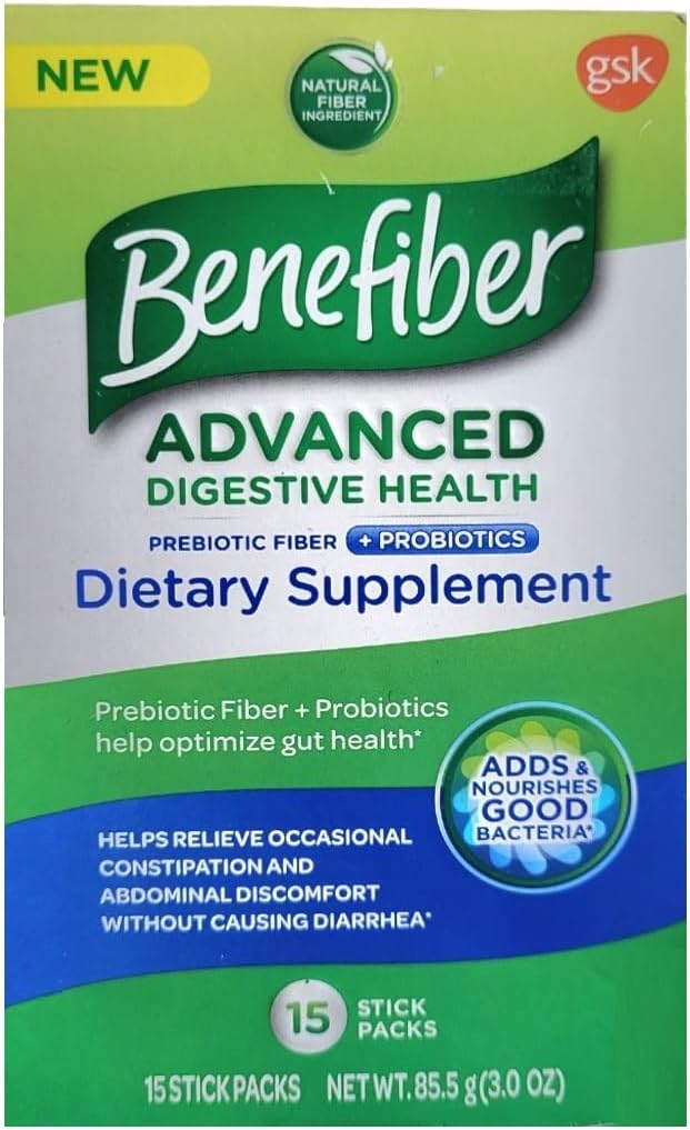 Benefiberr Advanced Digestive Health Dietary Supplement with Probiotics 15 stick packs