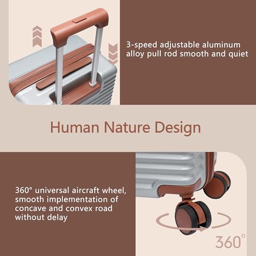 20-Inch Carry on Luggage,Carry-on Suitcase with Spinner Wheels and TSA Lock, 22x14x9 Airline Approved,Hardside Lightweight Travel Carry-on Luggage,Small Rolling Luggage (Beige, 20 Inch)