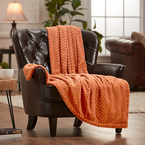 Chanasya Premium Soft Faux Fur Embossed Throw Blanket - Solid Color Fuzzy Double Layered Super Soft Cozy Plush Elegant Throw - for Bed Couch and Living Room Décor (50x65 Inches) Off White Blanket