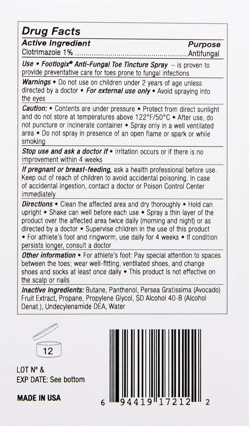 FOOTLOGIX Anti-Fungal Toe Tincture Spray, 1.7 Fl Oz (Pack of 1)