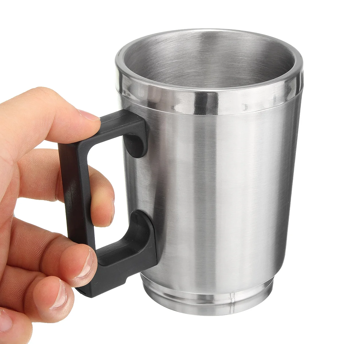 Stainless Steel 12V 500ml Car Auto Heating Cup, Electric Insulated Coffee Mug Kettle Boiler Water Heater Thermoses Vehicle Coffee Maker Tea Pot Travel Heater Cup Bottle, with Anti-Spill Lid