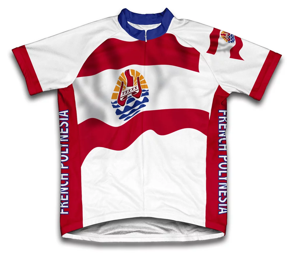 French Polynesia Flag Short Sleeve Cycling Jersey  for Men - Size XS