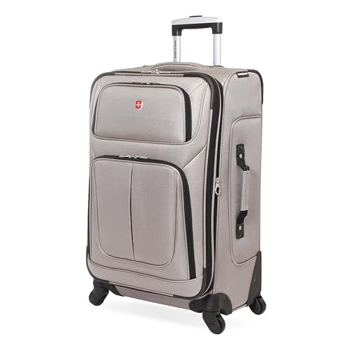 SwissGear Sion Softside Expandable Luggage, Black, Checked-Large 29-Inch
