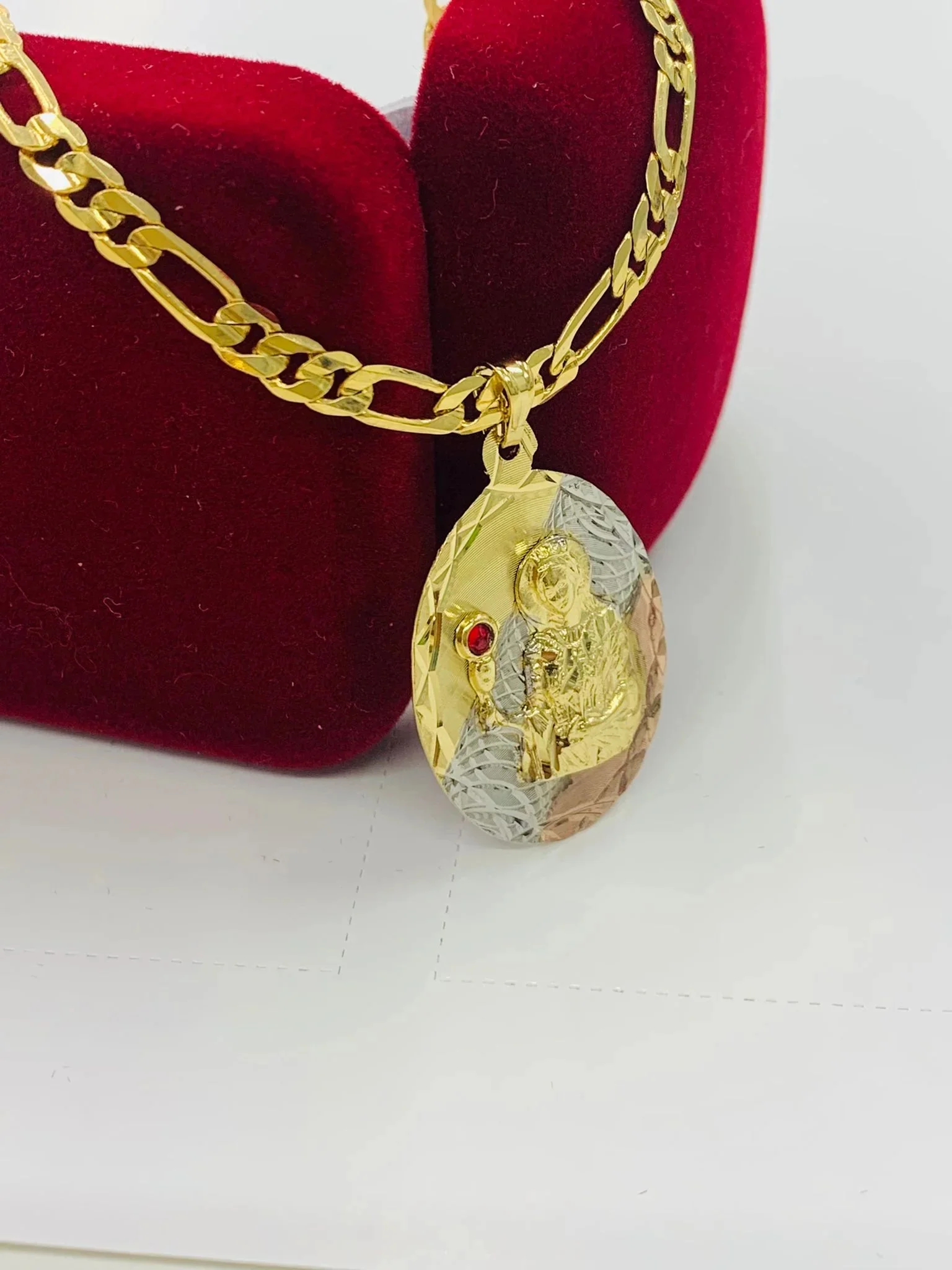 NEW Santa Barbara Necklace Tri Color Gold Filled for Mens 24