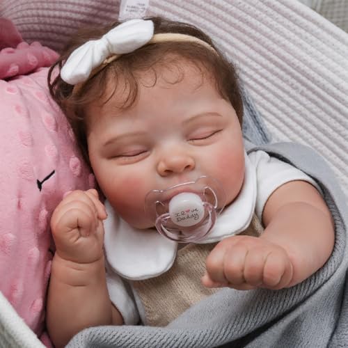 CHAREX Lifelike Reborn Baby Dolls - 22 Inch Sleeping Realistic Newborn Baby Girl with Soft Weighted Cloth Body, Real Life Baby Doll Peaches with Realistic Veins, Doll Gift Set for Kids Age 3+