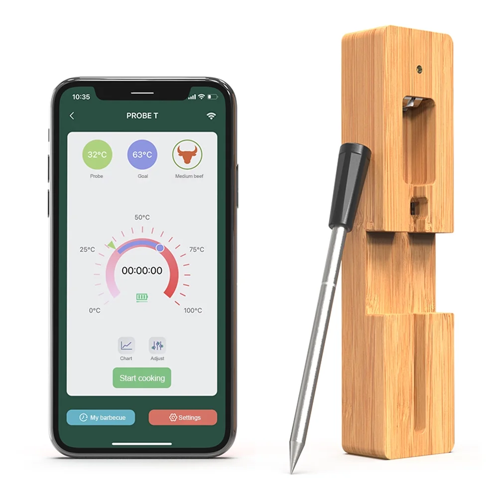 Anself Bluetooth Meat Thermometer, Fast Charging, Smart APP Control, Barbecue Thermometer