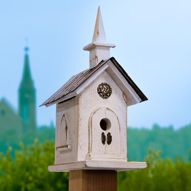 Nature Creations Country Chapel Bird House, White