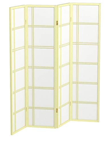 Red Lantern 6 ft. Tall Double Cross Shoji Screen-Grey-3 Panels Room Divider