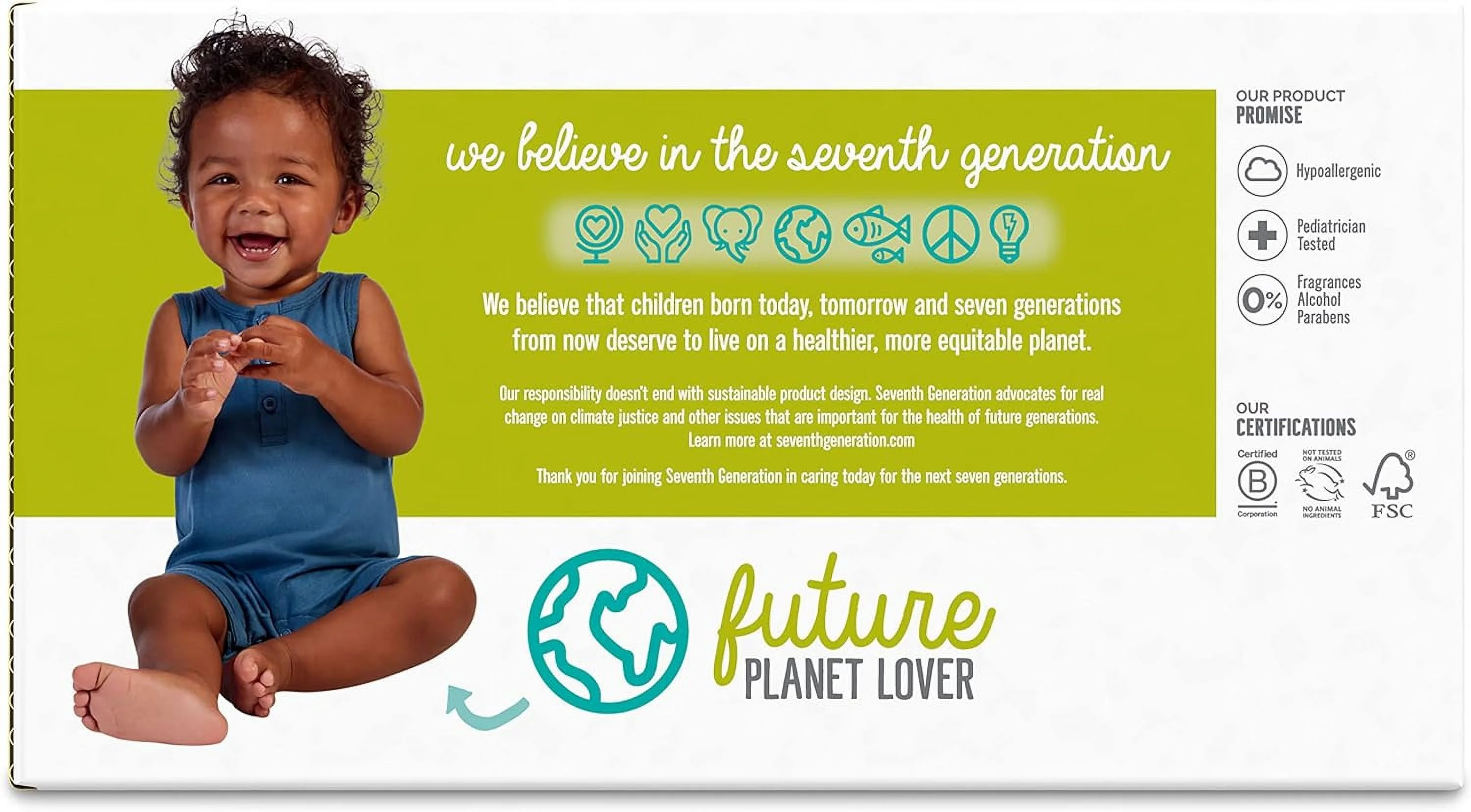 Seventh Generation Baby Wipes Sensitive Protection Diaper Wipes with Snap Seal 768 Count