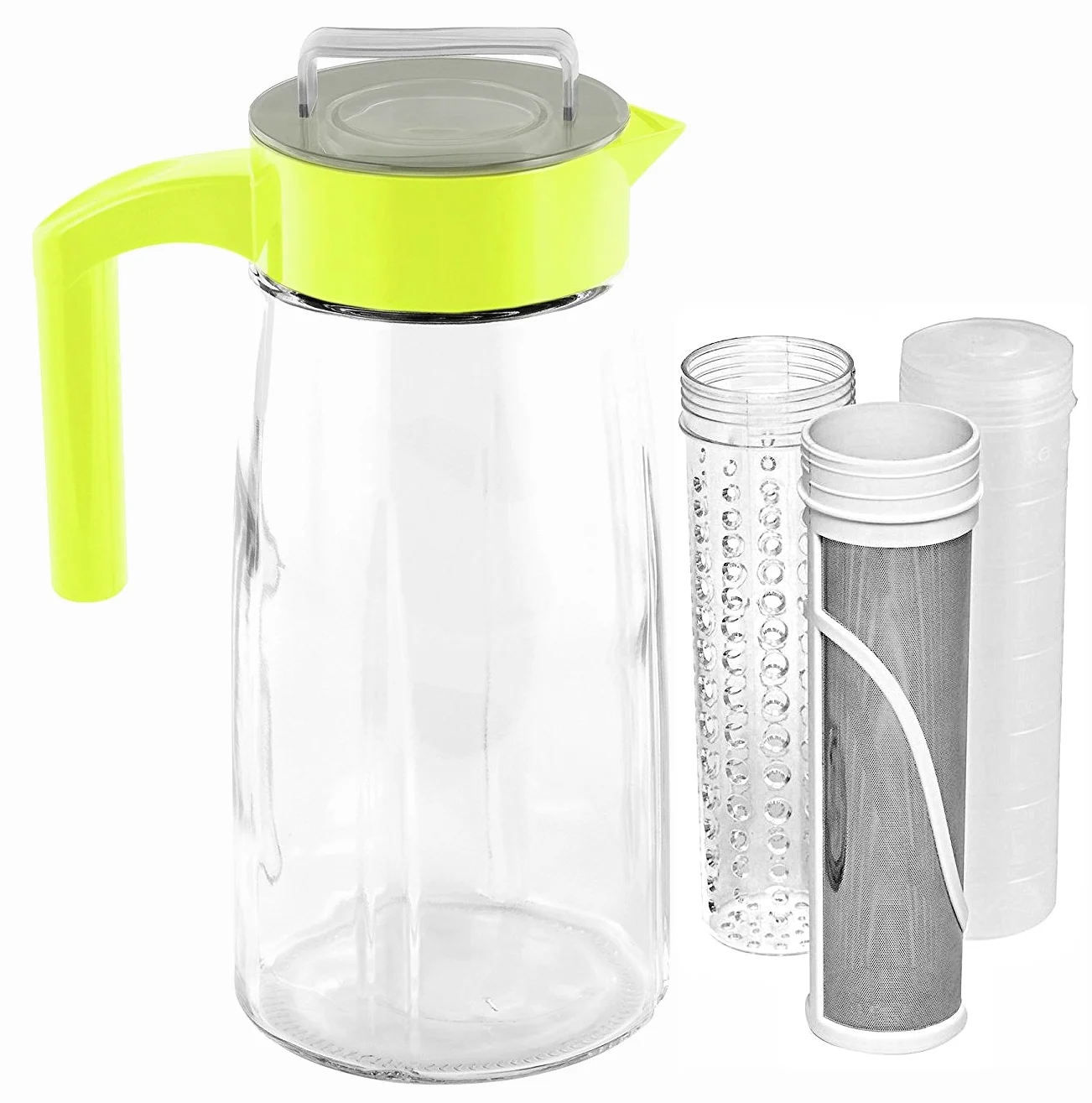 Cooking Upgrades 60oz Cold Brew Coffee Maker and Tea Maker With Ice And Fruit Infuser Inserts Included (Green)