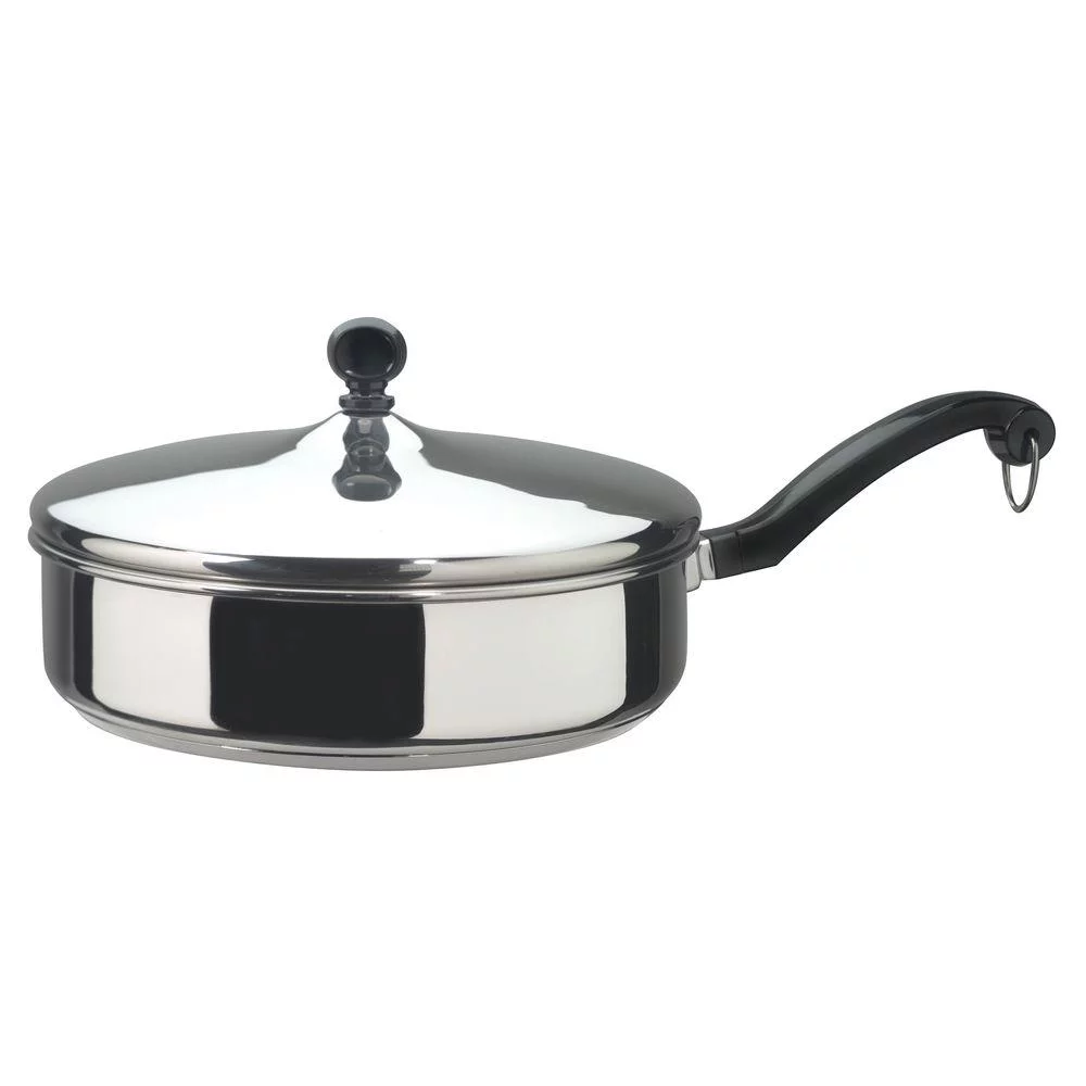 Farberware Classic Series 2.75 Quart Stainless Steel Saute Pan with Lid, Silver