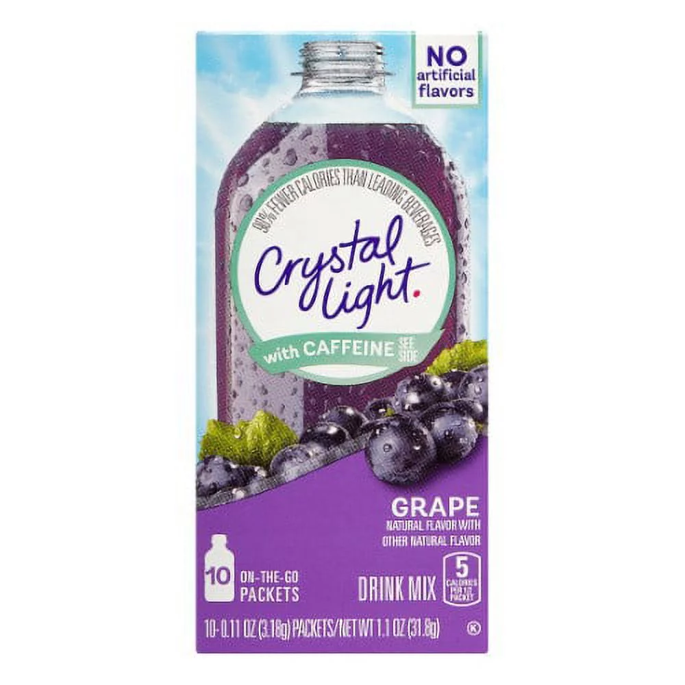 Crystal Light on-the-Go Drink Mix with Caffeine Grape (Pack of 48)