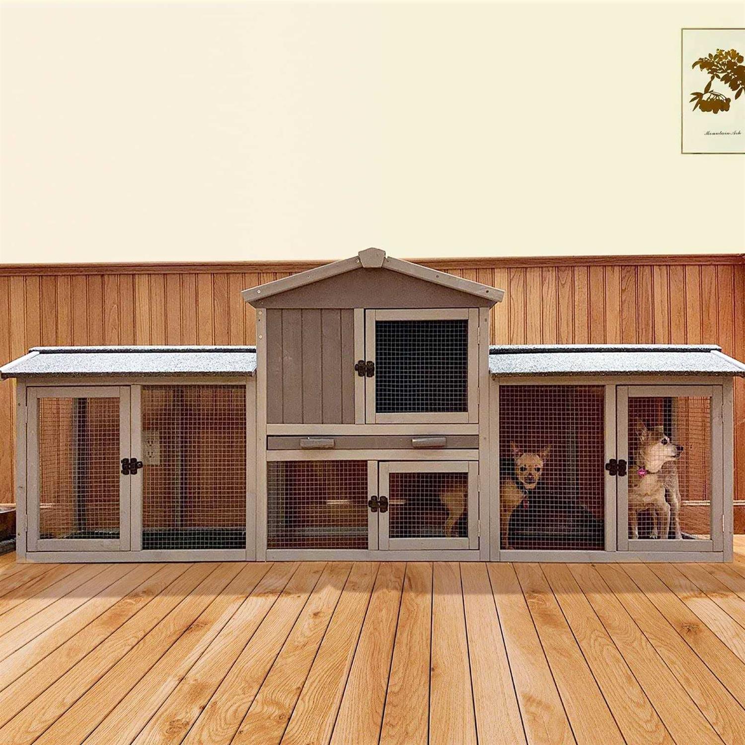 GUTINNEEN Rabbit Hutch chicken coop 87.8 Large Outdoor Bunny cage with Removable PVc Layer - Pet Supplies online store