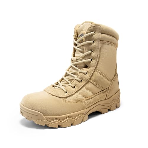 NORTIV 8 Men's Tactical Military Work Boots Side Zipper Outdoor Motorcycle Combat Boots 8 Inches 2.0 Trooper-pro