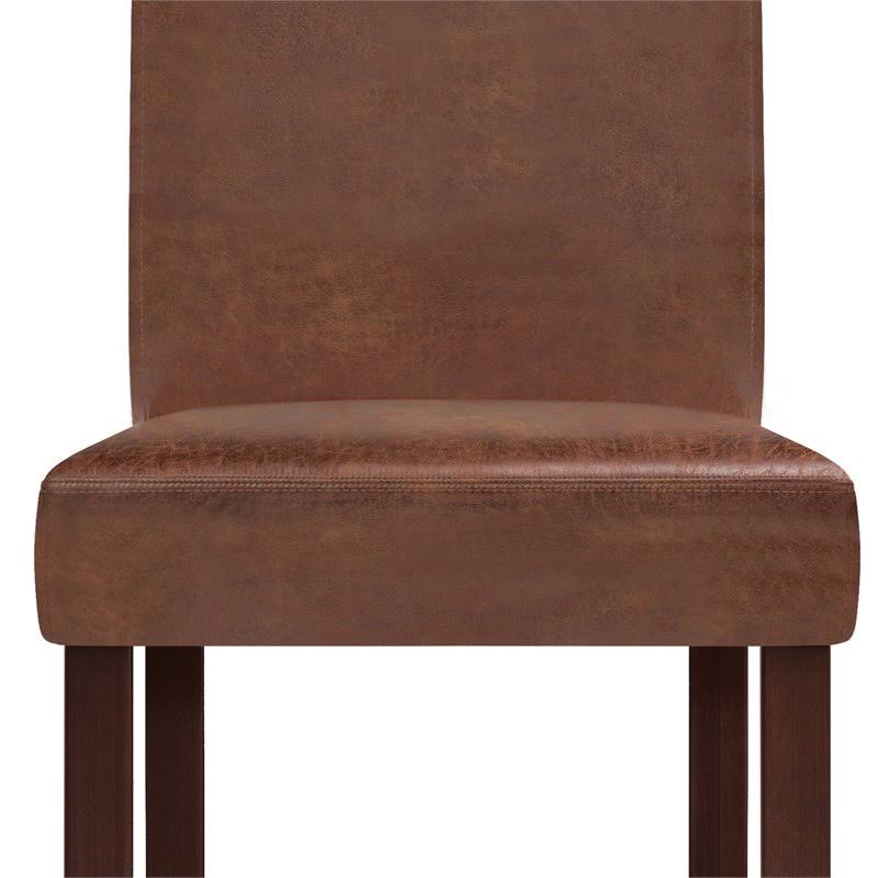 Simpli Home Acadian Distressed Saddle Brown Parson Dining Chair (Set of 2)