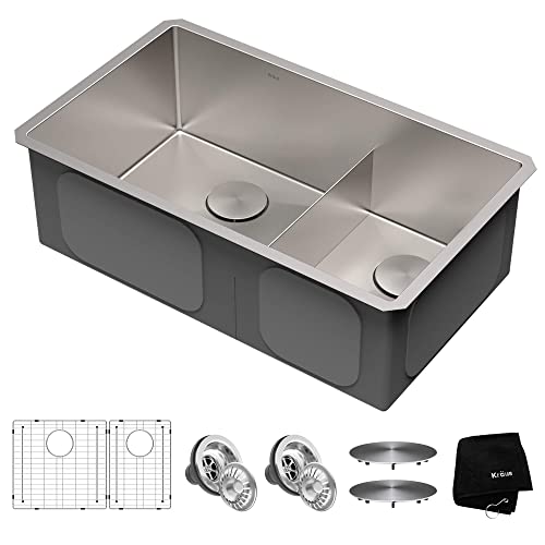 KRAUS Standart Pro 32 Inch 18-Gauge Stainless Steel Scullery Sink, 24 Gallon Freestanding Commercial Style Single Bowl Laundry & Utility Sink, KHS230-32