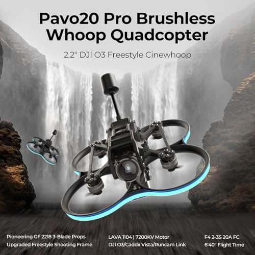 BETAFPV Pavo20 Pro Whoop Drone Quad 2.2inch Cinewhoop with HD Digital Bracket, 1104 7200KV Motor, F4 2-3S 20A FC, COB LED Strip Compatible for DJI O3/Caddx Vista/Runcam Link for FPV Freestyle Shooting