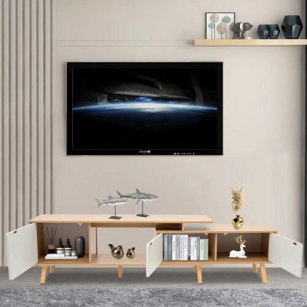 Modern TV Stand TV Unit Sideboard TV Console Media Cabinet Solid Wood White