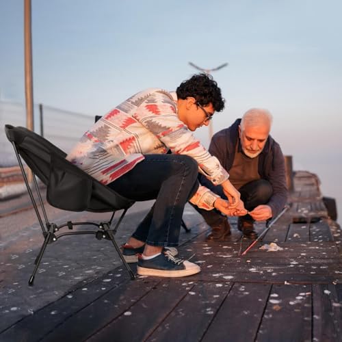 CAMEL CROWN Folding Camping Chair, Lightweight Portable Compact Lawn Chair with Side Pocket for Outdoor Travel Beach Picnic Hiking Backpacking Khaki