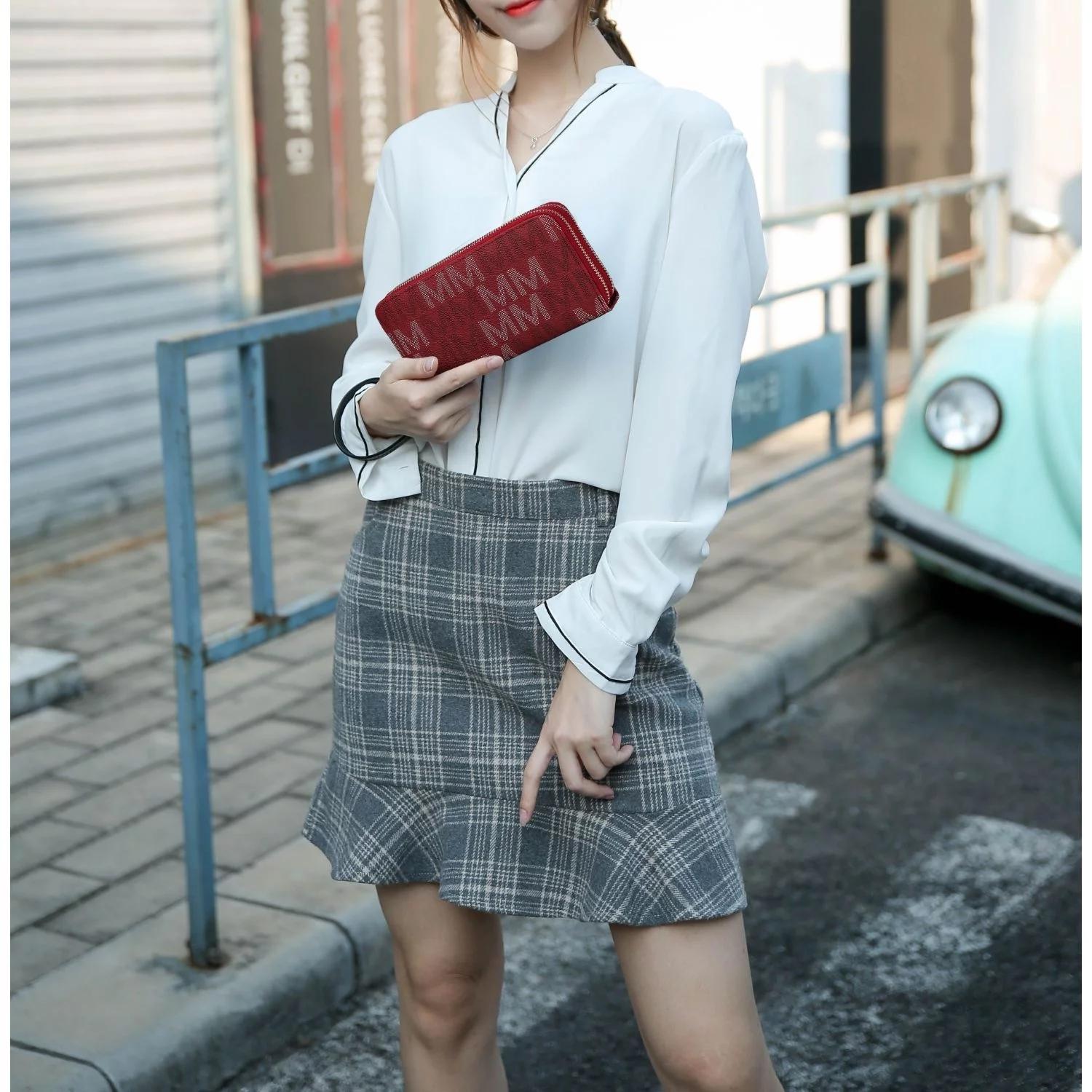 MKF Collection Hofstra M Signature Women's Wristlet Wallet by Mia K. - Brown