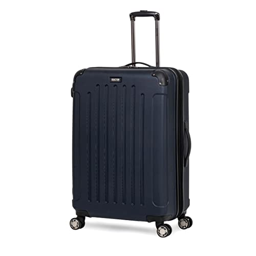 Kenneth Cole REACTION Renegade Luggage Expandable 8-Wheel Spinner Lightweight Hardside Suitcase, Navy Blue, 20-Inch Carry On