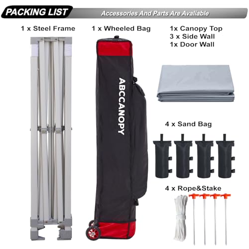 ABCCANOPY Easy Pop Up Canopy Tent with Sidewalls 10x10 Commercial -Series, White