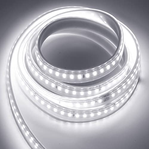 SUYOOULIN LED Strip Lights, High Voltage AC110V-130V 30ft/9m Super Bright 9000LM 5050 60 LEDs/m Waterpoof IP68 LED Light Strips for Home Garden Outdoor Decoration(Daylight White 6500K)
