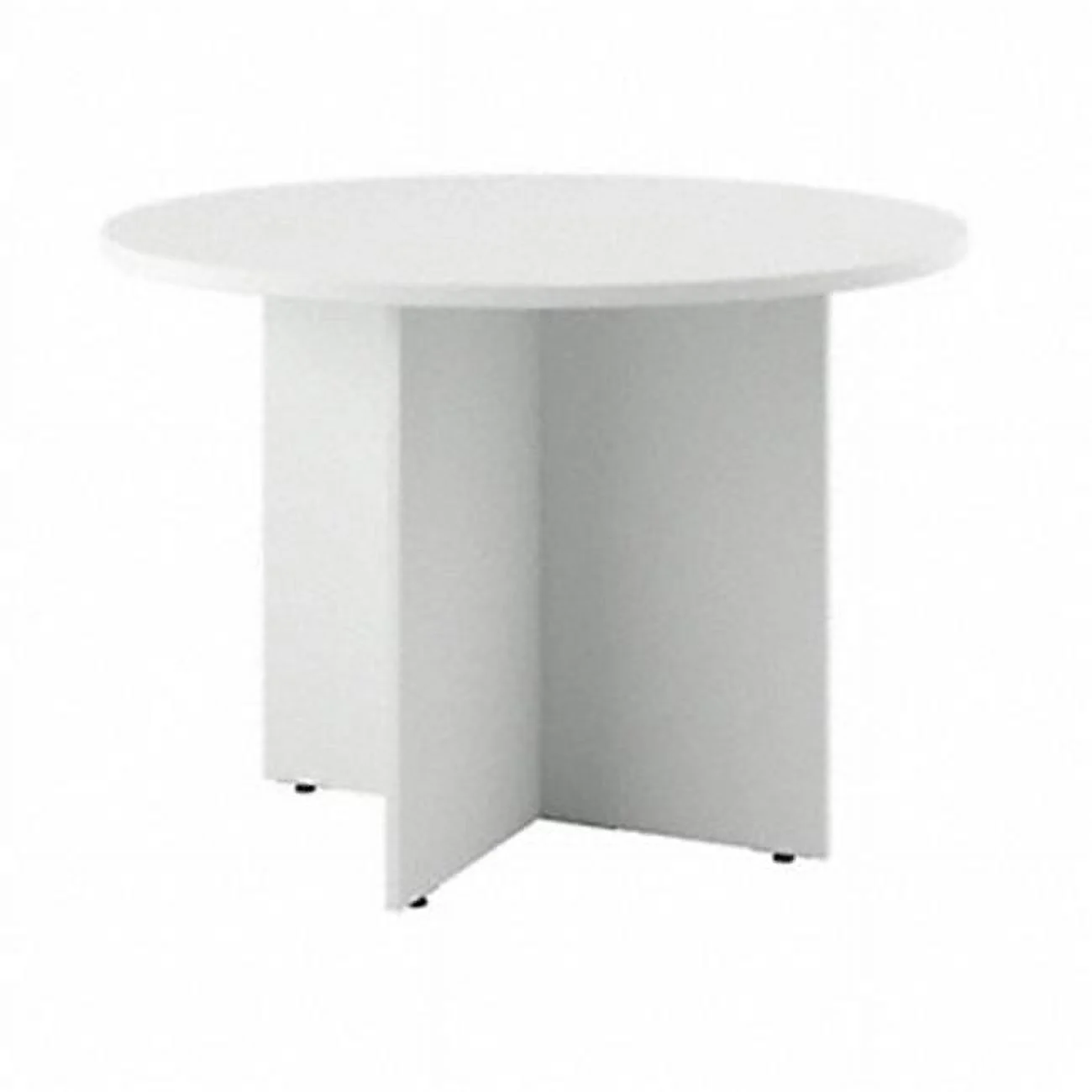42 in. Conference Tables Round Conference Table with Wood Base, White