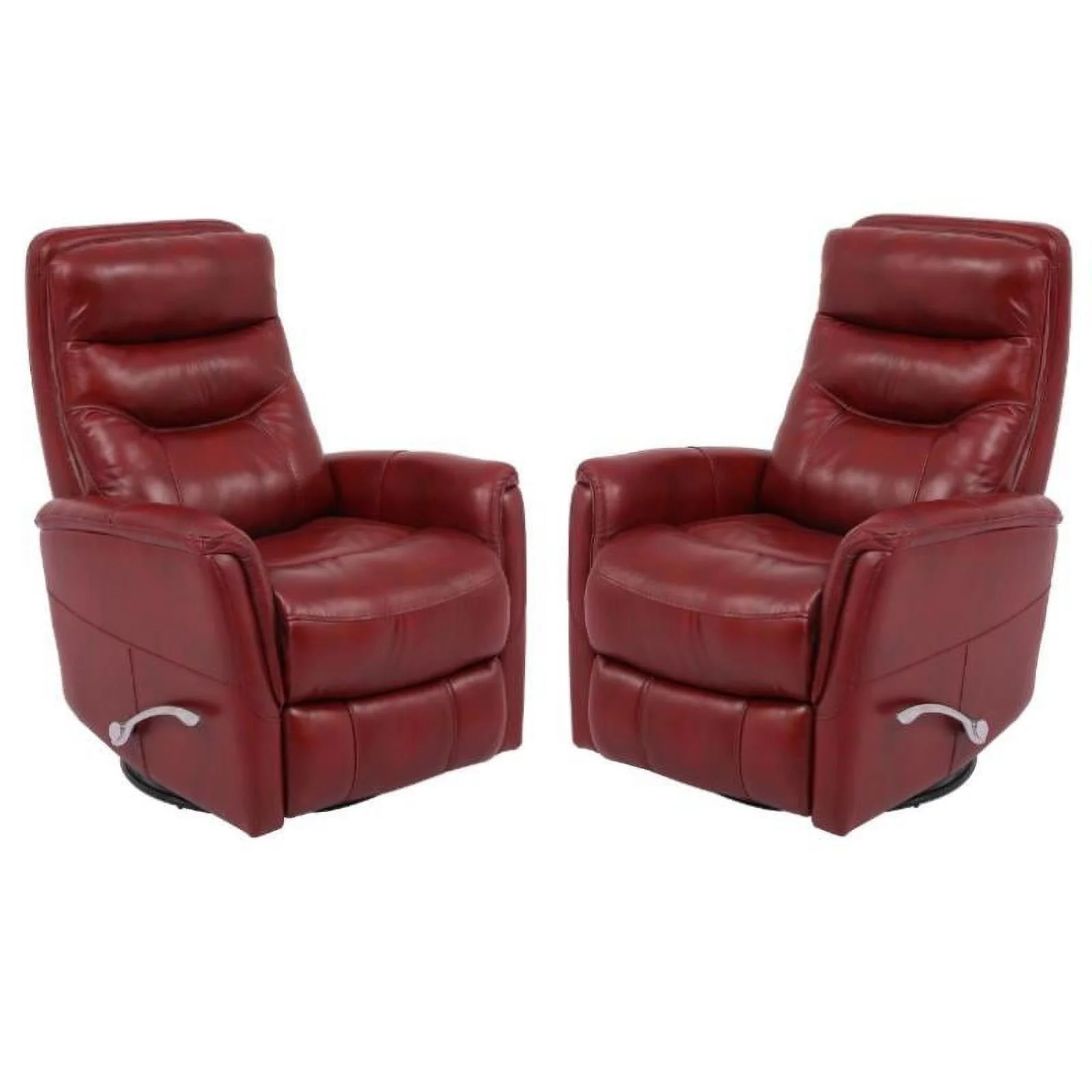Home Square Leather Manual Swivel Glider Recliner in Red - Set of 2