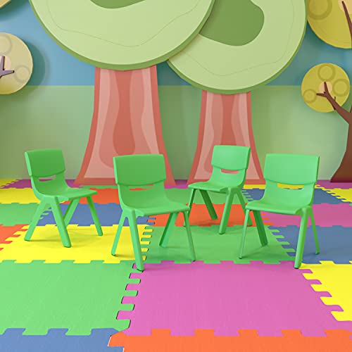 EMMA + OLIVER 4 Pack Blue Plastic Stackable School Chair with 10.5