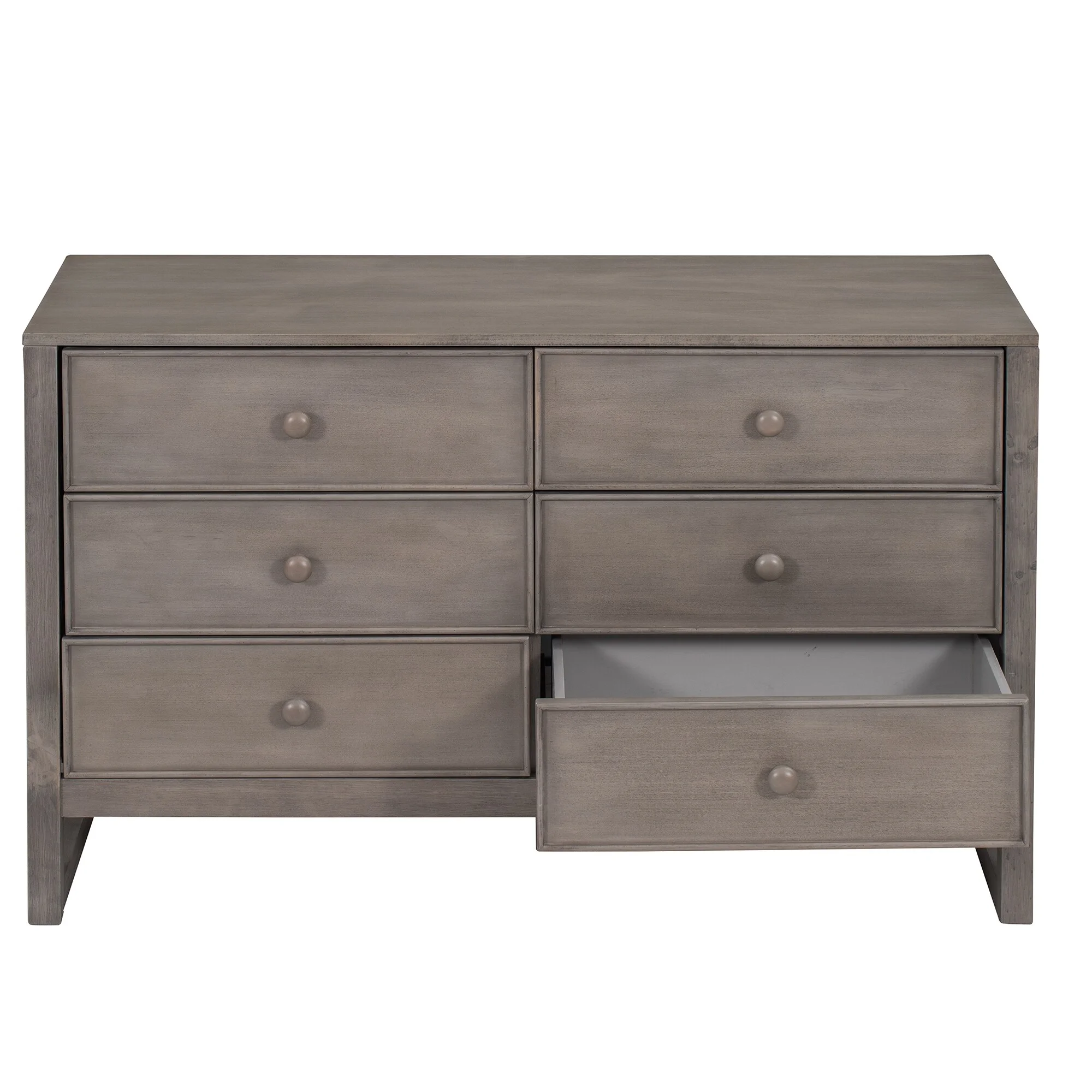 Antique Gray 6 Drawers Rustic Wooden Dresser, Storage Cabinet for Bedroom, Sturdy Frame, Space-Saving Design, Retro Style