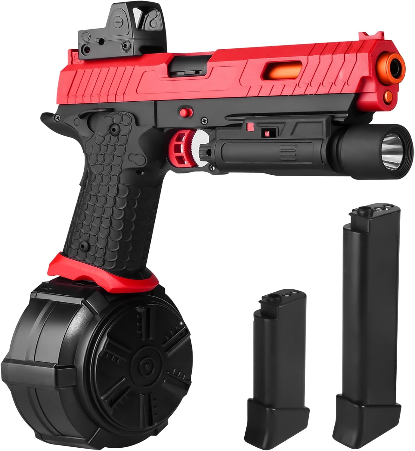 Electric Gel Toys New X5, Full Auto Splat-Blaster includes Drum and Goggles for Outdoor Team Game, JM-X2 Upgrade Version for Ages 14+,red