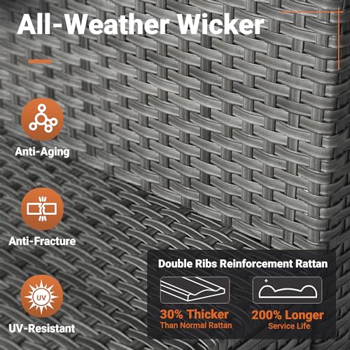 ovios 9 Piece Outdoor Wicker Patio Furniture Set with 50