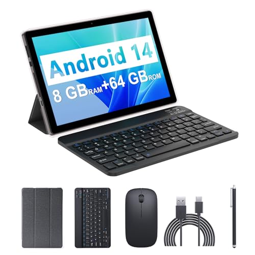 Android 15 Tablet, 10 Inch 18GB RAM+128GB ROM/2TB Expandable Tablet PC, Quad-core 2.0GHz Processor, 1280*800 10